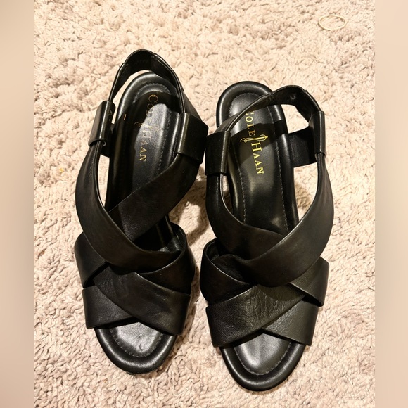 Cole Haan Nike Air Dinah Wedge Leather Sandal Size 7 1/2 - Picture 12 of 12